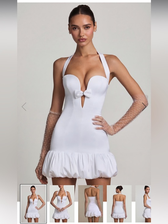 Oh Polly Dresses & Skirts - Oh Polly White Halter Mini Dress with Bow Detail